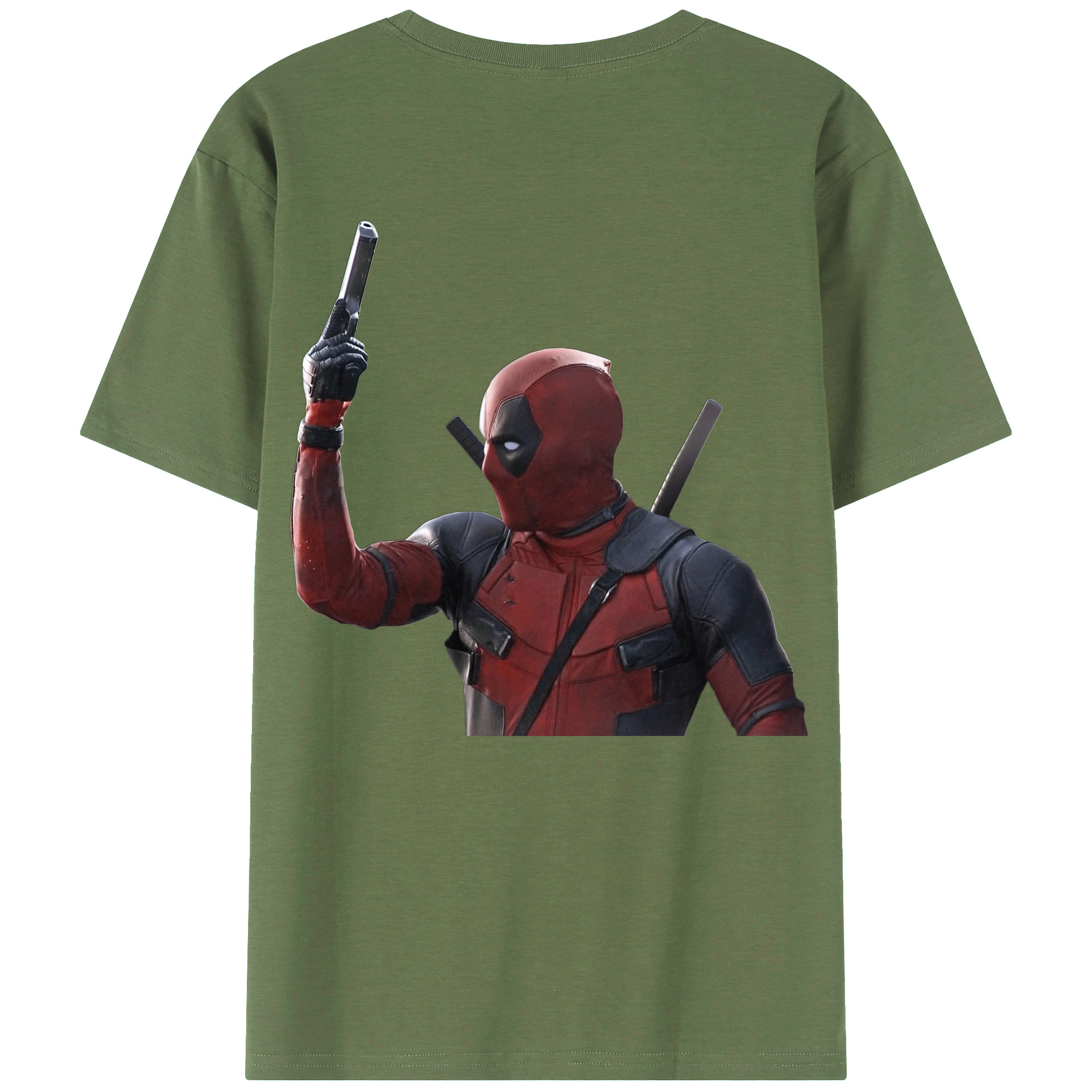 （画像用） Deadpool デッドプール 綿100％ メンズ半袖Tシャツ（バックプリント） 通気性